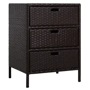 Outsunny Outdoor Towel Cabinet, PE Rattan Storage Organizer, Freestanding Towel Rack for Pool with 3 Drawers and Weather Safe Material, Brown