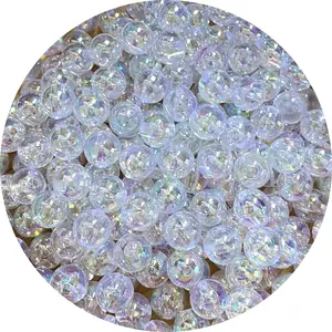 400 count 8mm  Round Bubble Beads AB Colorful Plastic Loose Spacer Beads for DIY Craft Making Necklace Bracelet Earring Ornament(Clear AB)