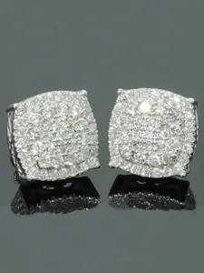 Luxury Hip Hop Synthetic Zirconia Stud Earrings, High Quality Earrings, Unisex Geometric Square Design, Perfect for Daily Wear & Special Occasions