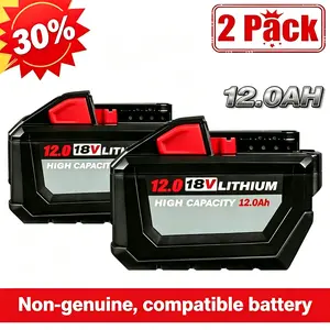 2PACK 12.0Ah Compatible replacement—not genuine.For Milwaukee ·For M18 18V Extended Capacity Battery 48-11-1860