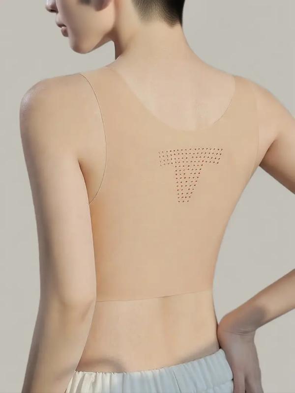 Wireless invisible strapless vest, women's seamless corset bra, wide shoulder strap design, light and breathable fabric, girls disguise as boys, tomboy corset underwear, large and small chest effect, flat chest shaping, Seamless Sports Bras