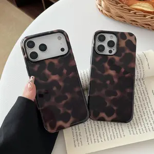 Women's Classic Amber Brown Tortoise Shell Magnetic Case for iPhone 16,15,14 Pro Max - Slim,Shockproof Hard PC & TPU Protective Cover for Smartphone,Cellphone,Handheld Devices (Mobile Phone Accessories)