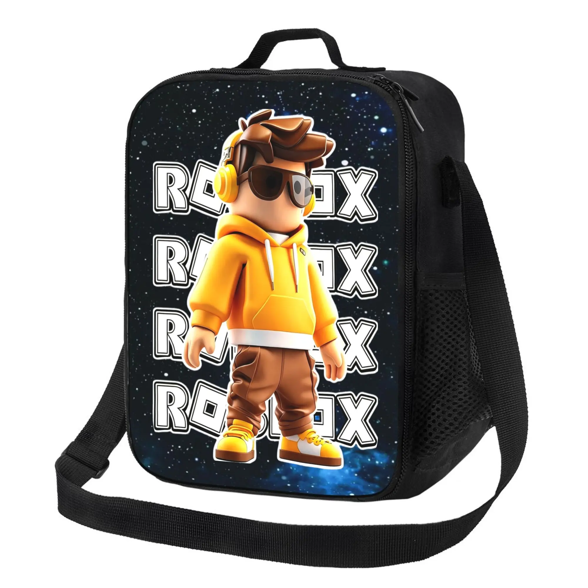 Roblox Galaxy Character Printed Insulated Lunch Bag Waterproof Oilproof Thermal Cooler Bag With Adjustable Shoulder Strap For Commute Picnic Camping