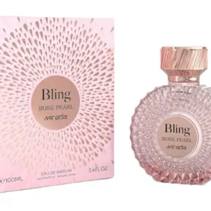 Mirada Bling Rose Pearl Eau de Parfum 3.4oz Vanilla Scented with Black Currant Bergamot & Bulgarian Rose Made in UAE