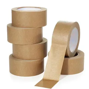 50m/164ft Packing Tape, Cowhide Paper Tape, Writingable Uncoated Tape, Long Lasting Adhesive for Sealing, Packaging, Box Sealing, Transport Board
