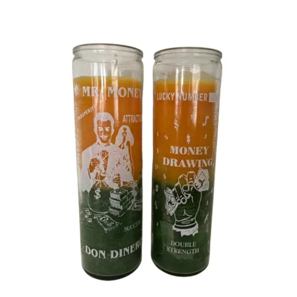 Mr. Money Don Dinero Yellow & Green 7 Day Candle - Double Strength Formula for Money Drawing & Prosperity Rituals - Decorative Light for Business Success Spells