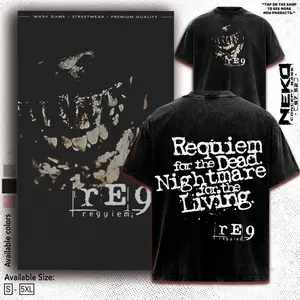 Resident Evil RE9 Requiem Vintage Graphic T-Shirt, Survival Horror Fan Apparel, Distressed Acid Wash Streetwear, Gothic Game Aesthetic Shirt, Unisex