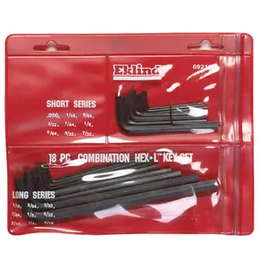 212 MAIN Eklind Tool 69218 18-Piece Large Hex Key Combo Set, Long Arms, Alloy Steel Construction