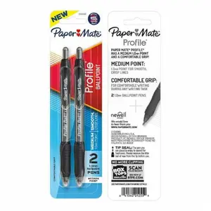 Paper Mate Profile Retractable 1.0mm Ball Point Pen Black 2Ea