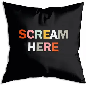 Scream Here Funny Weird Decor Throw Pillow Covers 18x18,Funky Throw Pillow Covers Colorful Office Decor