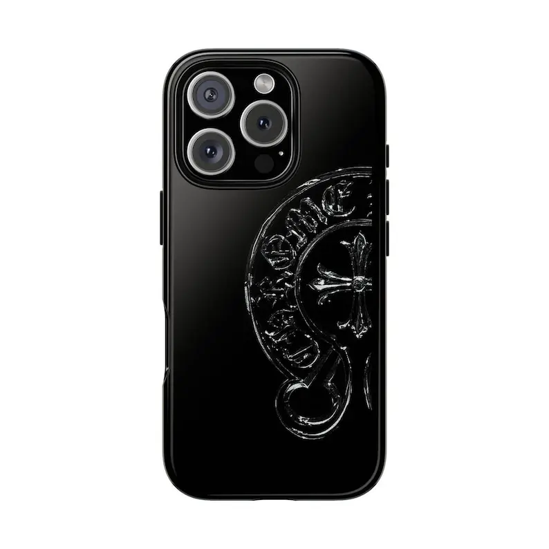 Y2K Chrome Hearts Phone Cases for iPhone 18 17 16 15 14 13 12 11 Series, Gothic Black Phone Case, Trendy Phone Case, Shockproof Protection, Gift for Her