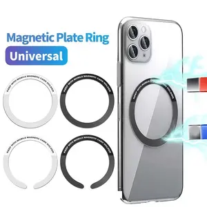Metal magnetic phone clip - magnetic smartphone holder - universal wireless charging magnetic clip sticker - with strong iron magnet plate - practical and strong fixing