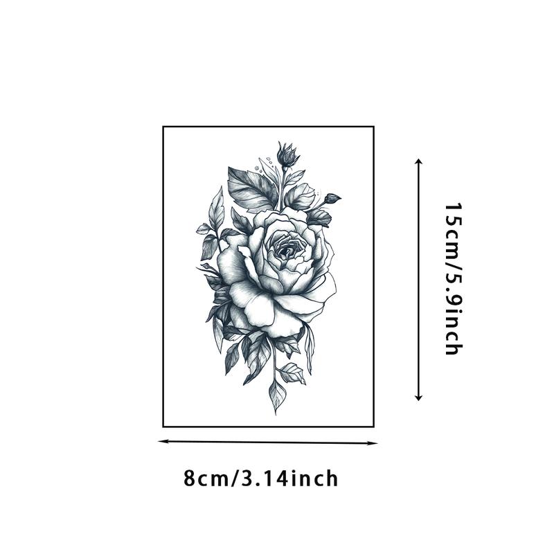 6 Large Graphic Herbal Tattoo Stickers. One Of Them Features Floral Elements While The Other Five Have Random Designs. They Last For 7-15 Days, Are Water-resistant And Resistant To Friction, And The Effect Is Realistic. They Are Suitable For Those