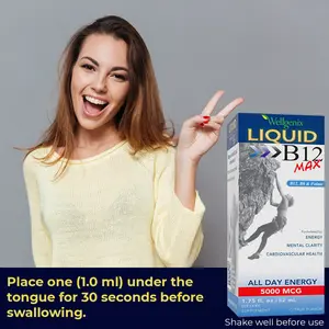 Wellgenix Liquid B12 MAX 5000mcg – Fast-Absorbing Methyl B12 for Natural Energy, Mood & Heart Support | No Caffeine, No Shots | 2-Month Supply | Citrus Flavor