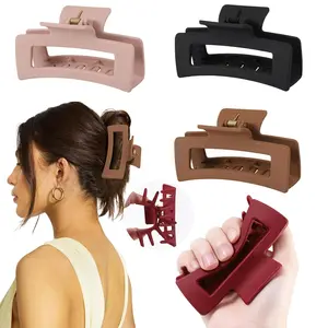 4 PCS Silicone Flexible Hair Claw Clips for Women, Cloud Soft Clips, 4 Inch Extra Large Claw Clips, Jumbo Claws clips for Thick Hair, Unsnappable Flexible Non-slip Rectangle, Valentine's Day Gifts