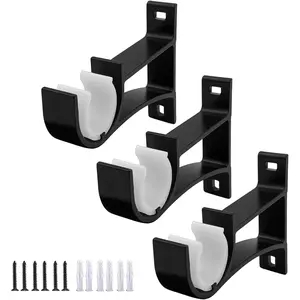 3 Pack Curtain Rod Bracket Heavy Duty Curtain Rod Holders Hooks Curtain Brackets Hangers Hardware for 1 to 1-1/5 Inch Drapes Rod