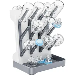 Baby Bottle Drying Rack, Space Saving Vertical Bottles Dryer Holder, Standing Bottle Drying Rack for Countertop Kitchen Organize Bottles, Brushes, Baby Accessories (Gray)