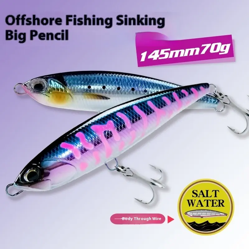 Long Cast Sea Fishing Sink Weight 145mm, Boat Fishing Large Fish Lure, 70g Soft Plastic Bait, King Mackerel Flatfish Bass Bait