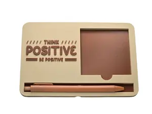 Motivational Post-It Holder 3D-Printed with Raised Quote with Included Pen for Daily Inspiration Desk Accessory