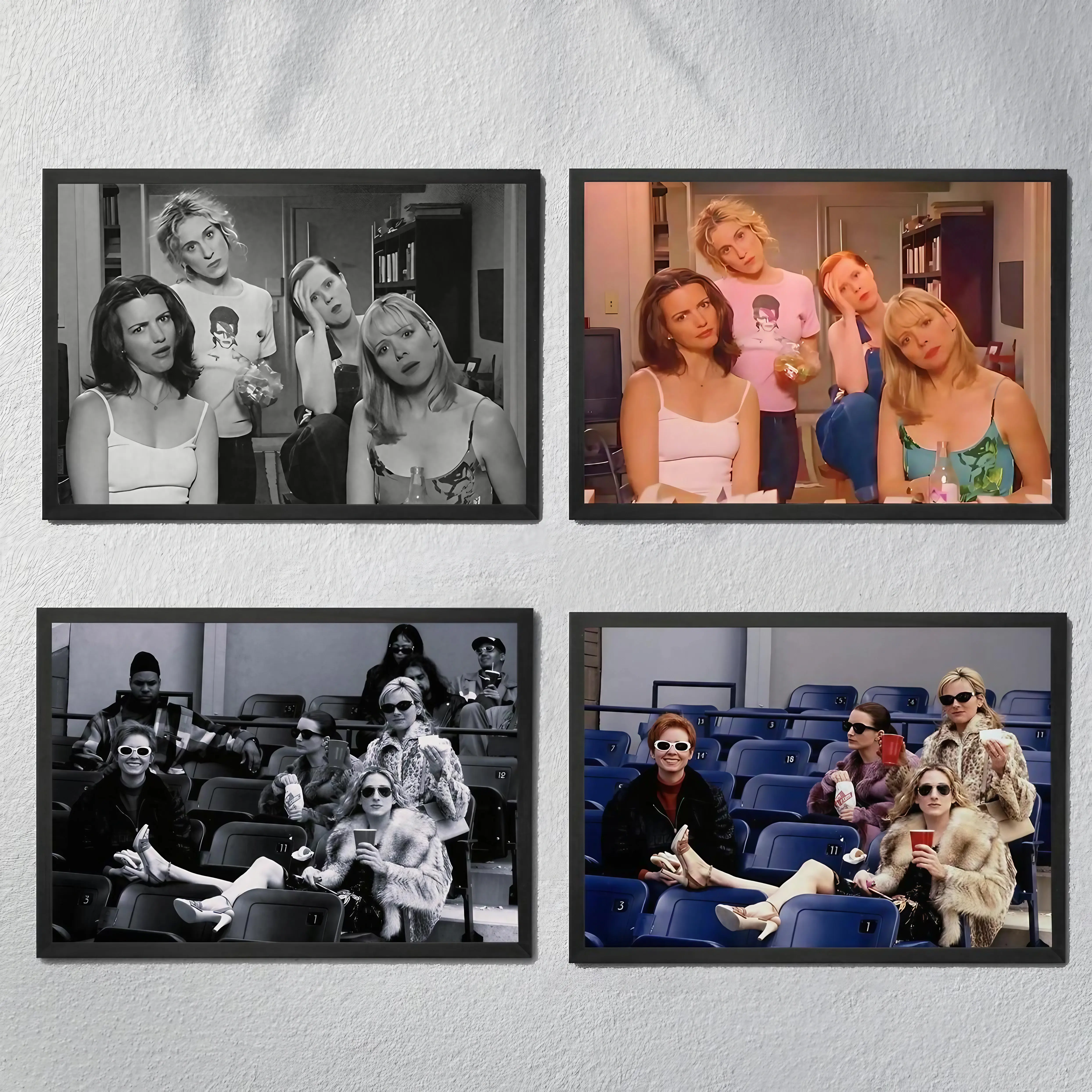 SATC Vintage 90s TV Show Cartoon Characters Poster, Funny Pop Culture Wall Art - 12×18 inch,16×24 inch,20×30 inch - Vintage Home Decor, Unique Decor - Unframed Bathroom Gift for Fans, Home Supplies