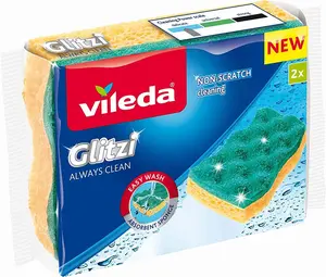 Glitzi Always Clean 2 Sponges, Yellow/Green