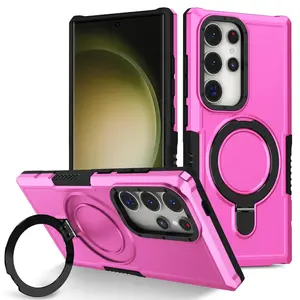 Magnetic Ring Phone Case with Lens Protector, 1 Count Anti-drop Phone Protective Cover, Phone Accessory Compatible with Samsung Galaxy S25 S24 S23 S22 S21 Ultra S20 FE