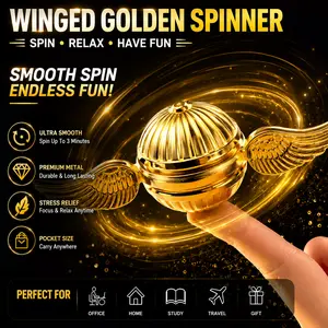 Golden Winged Fidget Spinner Toy with Portable Storage Case, Smooth Spinning Metal Desk Toy, Stress Relief Gift for Teens, Adults, Office & Travel