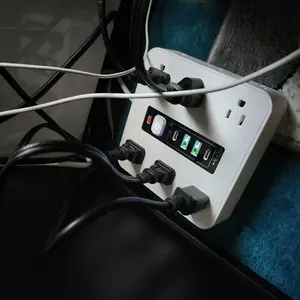 Power Strip with Surge Protection 12 AC Outlets 2 USB 2 Type-C Multifunctional Wall Outlet Extender for Office Home Travel US Plug Comprehensive Protection Flexible Installation Travel Friendly
