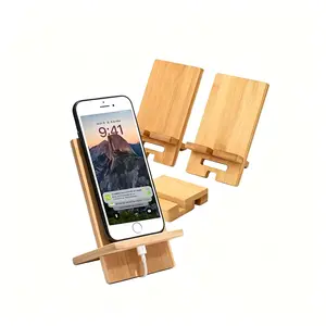 2 Wooden Phone Stands with Charging Port, Detachable Portable Desktop Stand, Office Desk and Dining Table Compatible, All Phones