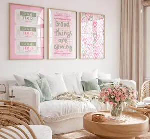 Pastel Pink Green Wall Art Set of 3, Trendy Dorm Decor
