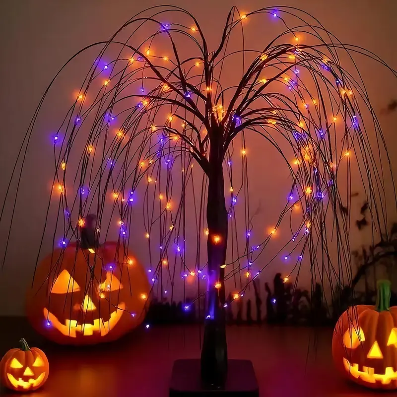 192 LED Halloween Willow Tree Light Up Tree Holiday Decoration, Indoor Family Party Decor, Perfect for Halloween Home Festive Display