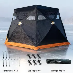 PAKICETUS Outdoor Portable Ice Shelter Pop Up Ice Fishing Tent Fishing Enthusiasts Heat Gathering Tower For 4 To 6 People Cold Weather Tent Snow Shelter Easy Assembly Weatherresistant Material Reinforced Seams Ice Fishing Dome Outdoor Adventurers