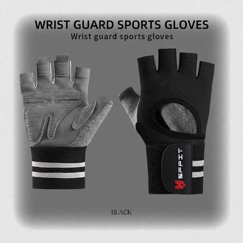 Padded Weightlifting   Non-Slip Fingerless Gym  for Men & Women  Hand Protection   Workout  with Wrist Support  Breathable    for Heavy Lifting & Gym Breathable Fingerless Workout   Anti-Slip Gym
