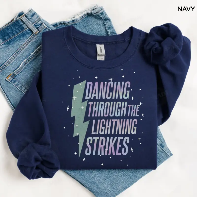 Opalite Showgirl Sweater, Dancing Through The Lightning Sweatshirt, TS Inspired Graphic Shirt, Now The Sky Is Opalite, Womenswear