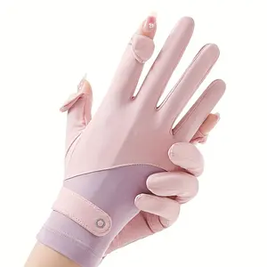 20241 pair of sunscreen gloves female summer hollow palm breathable non-slip cycling dew finger touch screen ice gloves suitable for birthday, Valentine's Day holiday gifts.2025