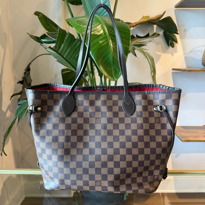 Pre-owned Louis Vuitton coated canvas Tote Bags Damier Ebene Neverfull MM