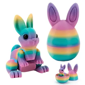 3D Printed  Prefilled Easter Eggs, Easter Basket Stuffers for Kids Egg Hunt Filler, 3D-Printer Rabbit Animals Fidget Toys Small Rabbit Eggs for Kids