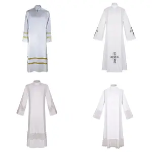 White Priest Robe Medieval Cosplay Costumes Halloween Christmas Cosplay Party Stage Catholic Church Costumes For Men