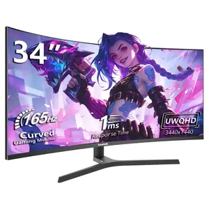 Gawfolk 34-Inch Curved UWQHD Monitor 3440x1440 1500R 165Hz Adaptive Sync AMD FreeSync 1ms Response Time Machine Black 2026