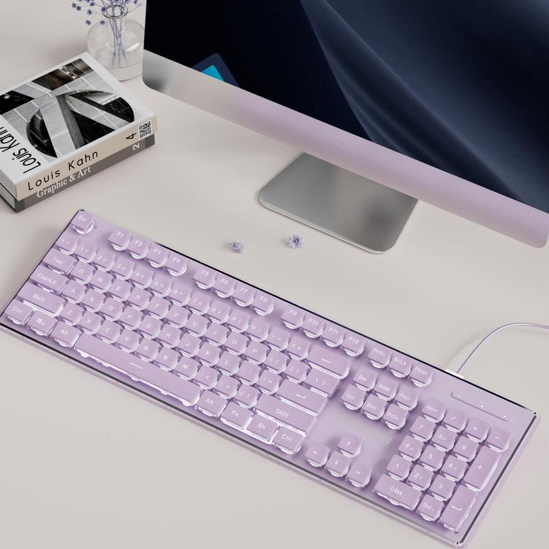 Wired Gaming Keyboard, Mechanical Keyboard with Backlit, Portable Ergonomic Slim Design Keyboard for Windows/Laptops, Lighted Mechanical Keyboard