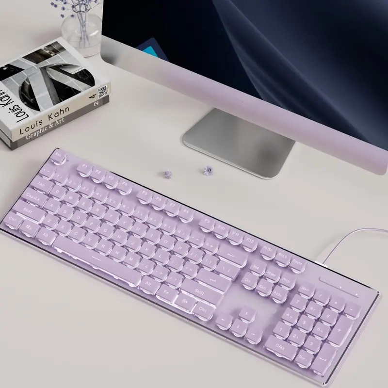 Wired Gaming Keyboard, Mechanical Keyboard with Backlit, Portable Ergonomic Slim Design Keyboard for Windows/Laptops, Lighted Mechanical Keyboard