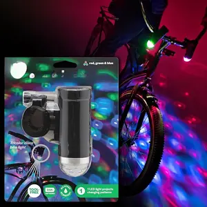 LED Bike Light, Tri-Colored - Blinking Swirling Color Patterns - Bicycle Light for Riding at Night - Mounts to Handlebar or Bike Frame - Fun Bike Accessories