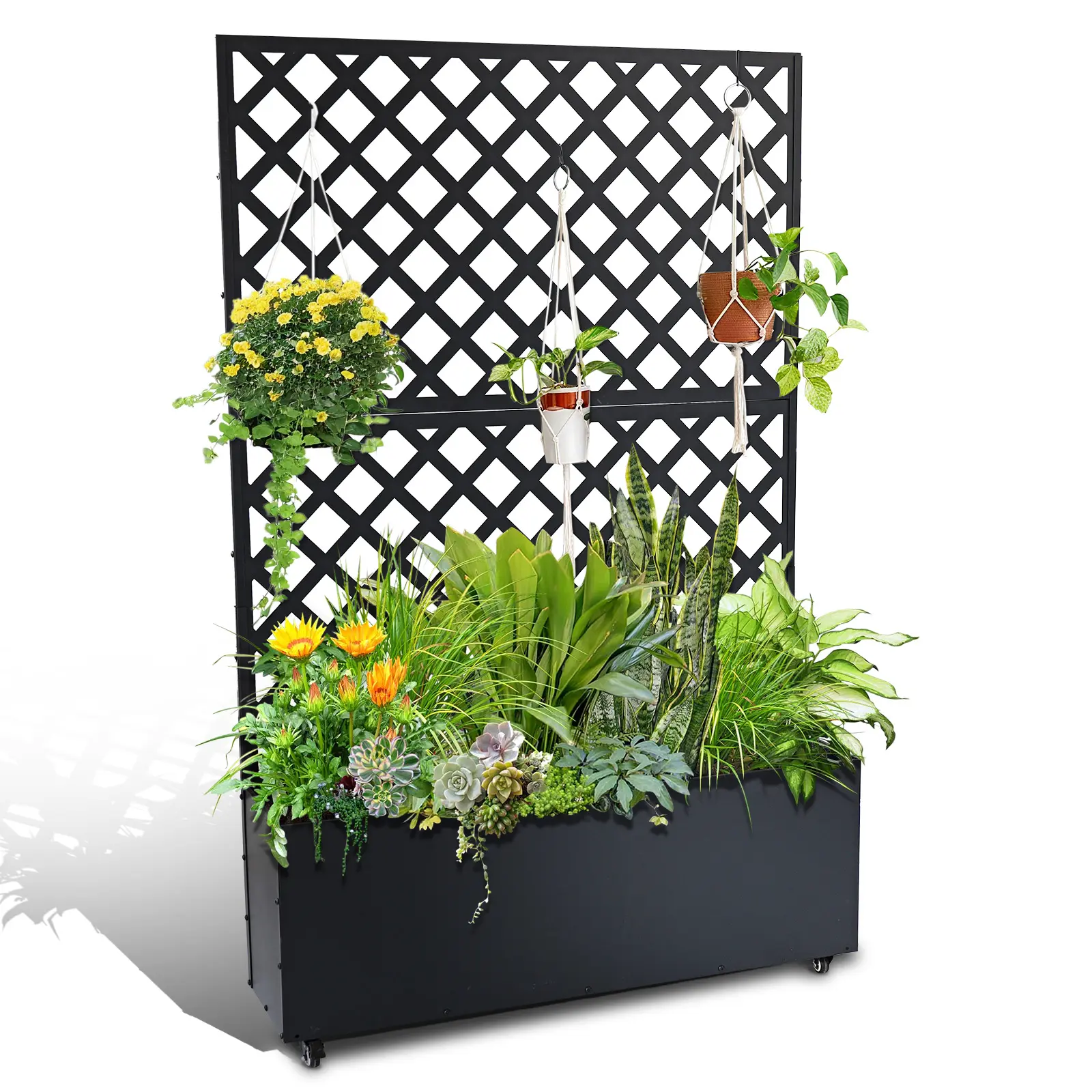Garvee Privacy Planter with Trellis Screen – Raised Metal Garden Bed with Drainage Holes – Rust-Resistant Outdoor Privacy Solution for Climbing Vegetables, Flowers, Patio or Balcony, 71" x 47" x 12", Easy Assembly