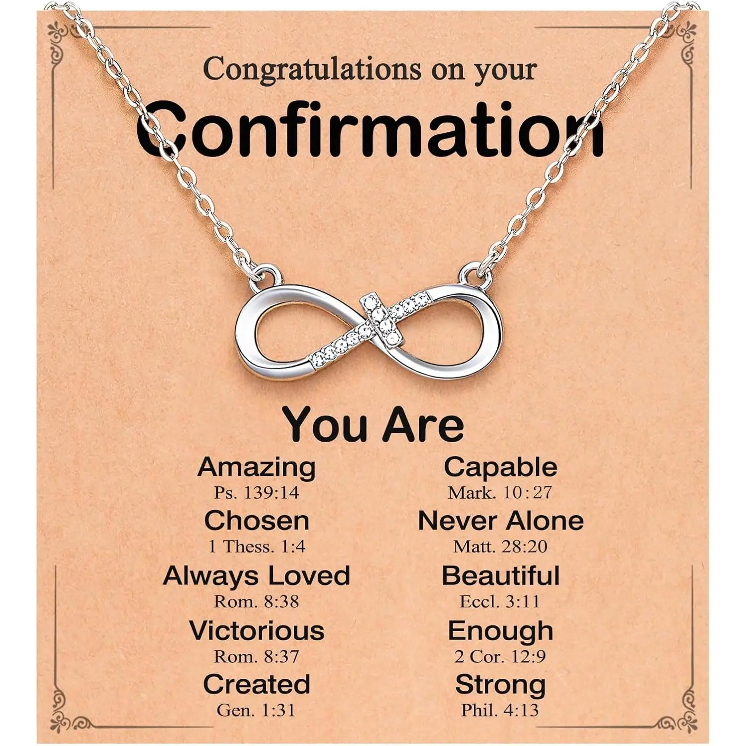 Love is Forever-Infinity CZ Cross Necklace Baptism Confirmation Religious Christian Gifts for Women Girls