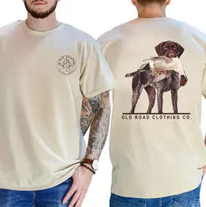 German Wirehaired Pointer Hunting Dog T-Shirt – Graphic Bird Dog Tee for Outdoorsmen, Cotton Menswear Tops