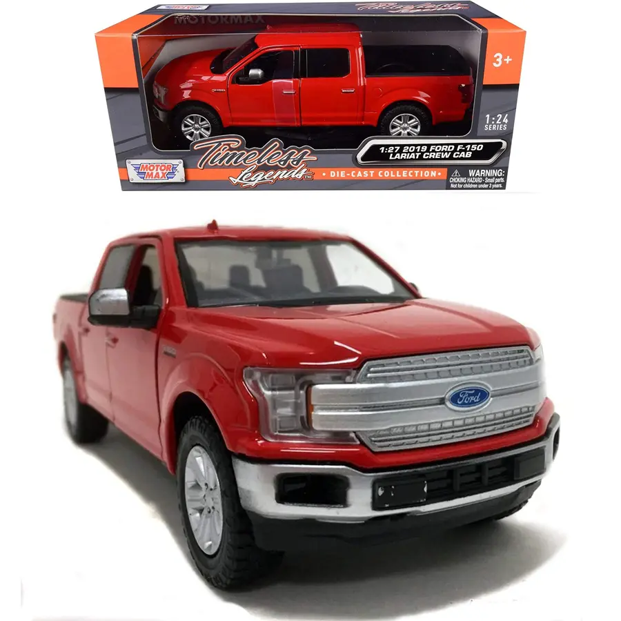 2019 Ford F-150 Lariat Crew Cab Pickup Truck Red 1/24-1/27 Diecast Model Car by Motormax