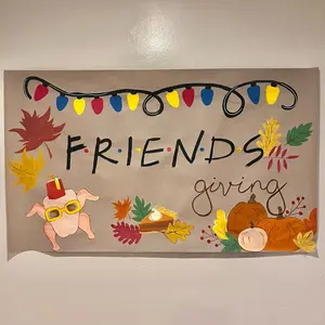 Hand Painted Thanksgiving Banner. Friends Edition