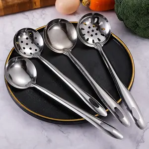 Stainless Steel Ladle & Skimmer Utensil Set - Long-Handled Ladle, Porridge Spoon for Home Kitchen, Hot Pot Use