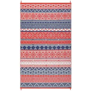 5x8 ft reversible boho outdoor rug, lightweight UV-resistant straw mat. Waterproof and portable for camping, RVs, porches, decks, and backyards. Boho Rug #OutdoorMat #CampingGear #RVAccessories #PatioDecor