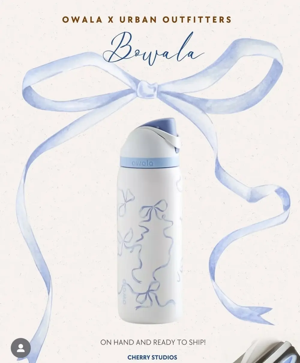 Owala Bow-Shaped 32oz Stainless Steel Insulated Portable Water Bottle - Insulated Travel Cup, Portable Vacuum Flask for On-the-Go Use, Portable Vacuum Flasks